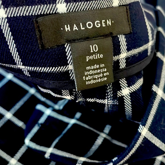 Halogen Cropped Navy Blue Plaid Ankle Pants Size 10P - Picture 4 of 5